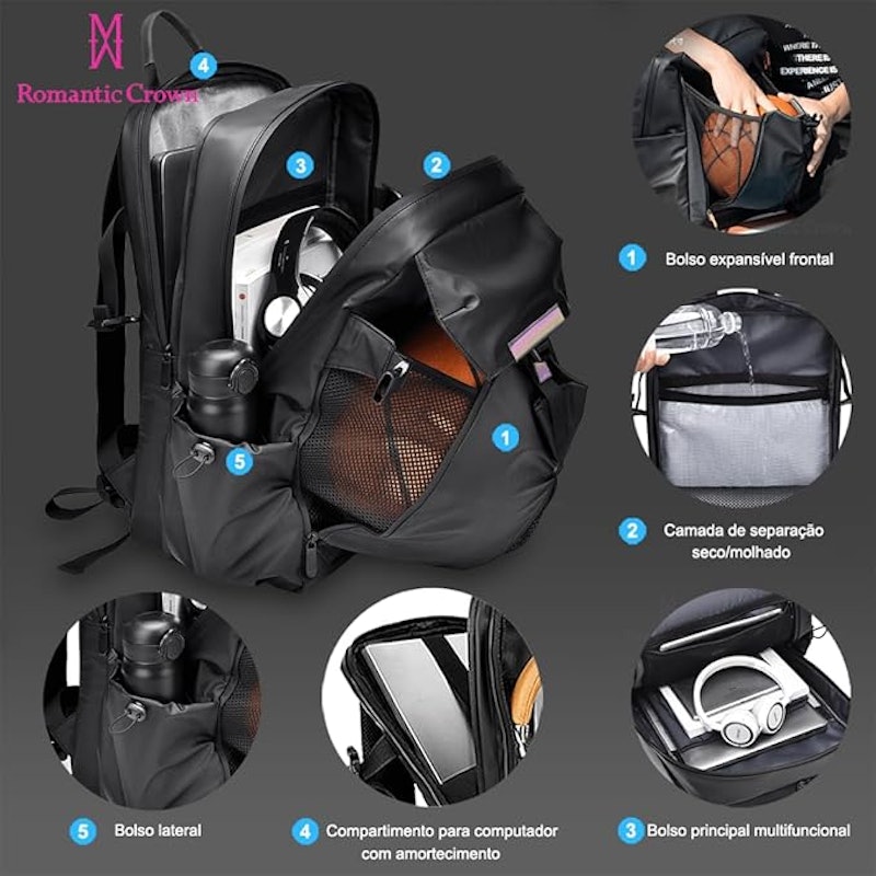 Mochila Notebook Impermeável Escolar Feminina Masculina 2