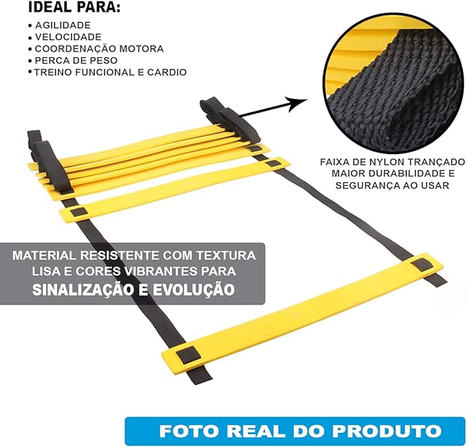 Kit Treino Corda de Pular + 10 Cones + 10 Pratos + Escada de Agilidade 3