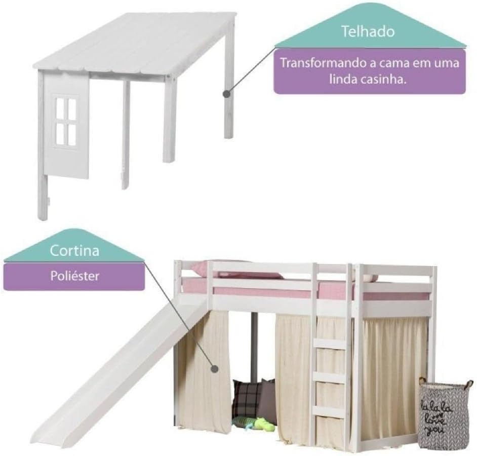 Cama Infantil Prime Alta II com Telhado II 4