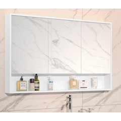 Armário Banheiro 90 cm 3 Portas com Espelho Hefesto Branco