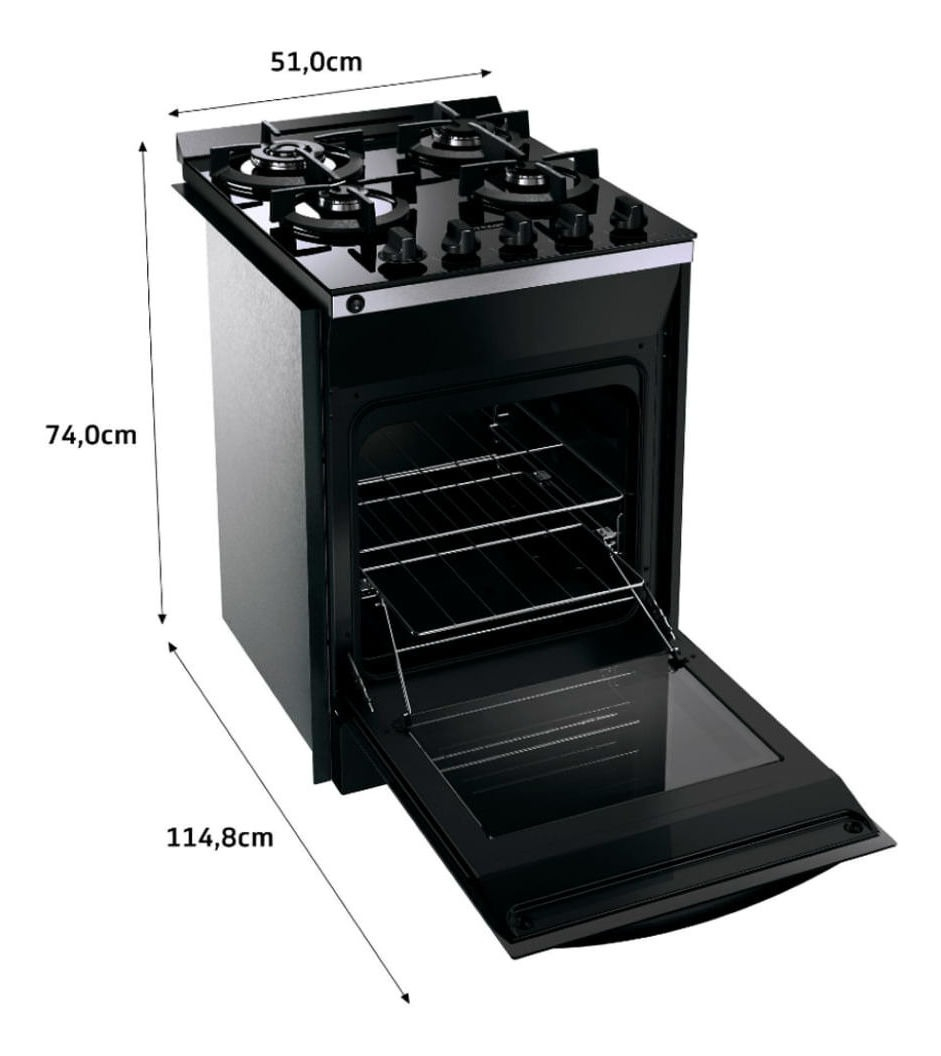 Fogão Brastemp 4 Bocas de Embutir Preto com Mesa de Vidro e Dupla Chama  2