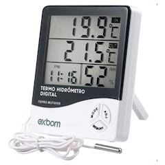 Termômetro Medidor de Umidade e Temperatura com Sensor Externo Exbom