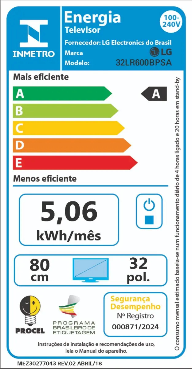 Smart TV LG HD de 32 Polegadas LR60 2024 4