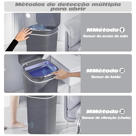 Lixeira Automática com Sensor 20 L com 3 Modos 3