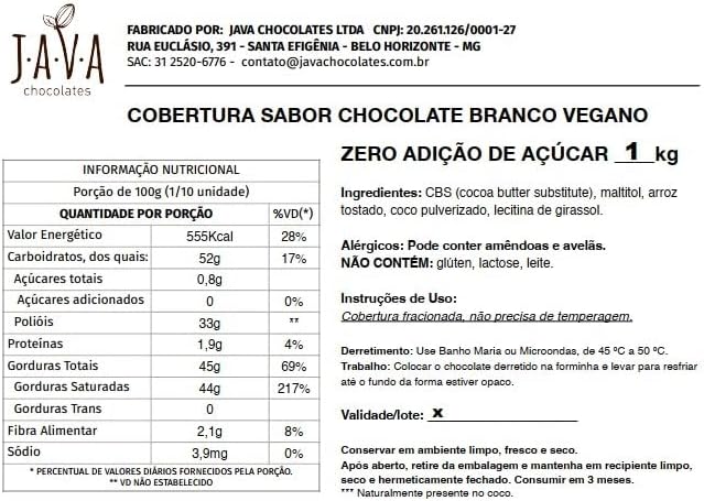 Cobertura Chocolate Vegano Branco 2
