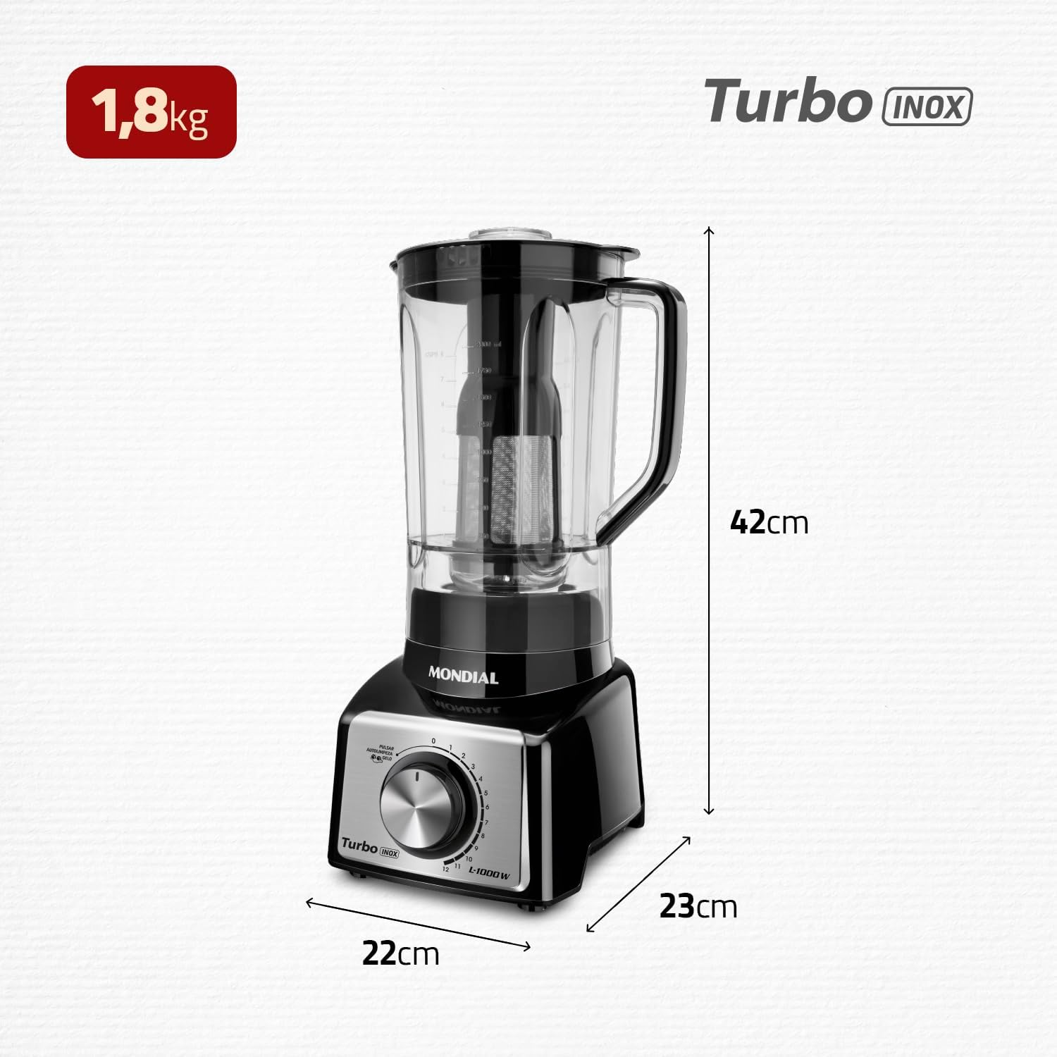 Liquidificador Turbo Mondial Black Inox 5