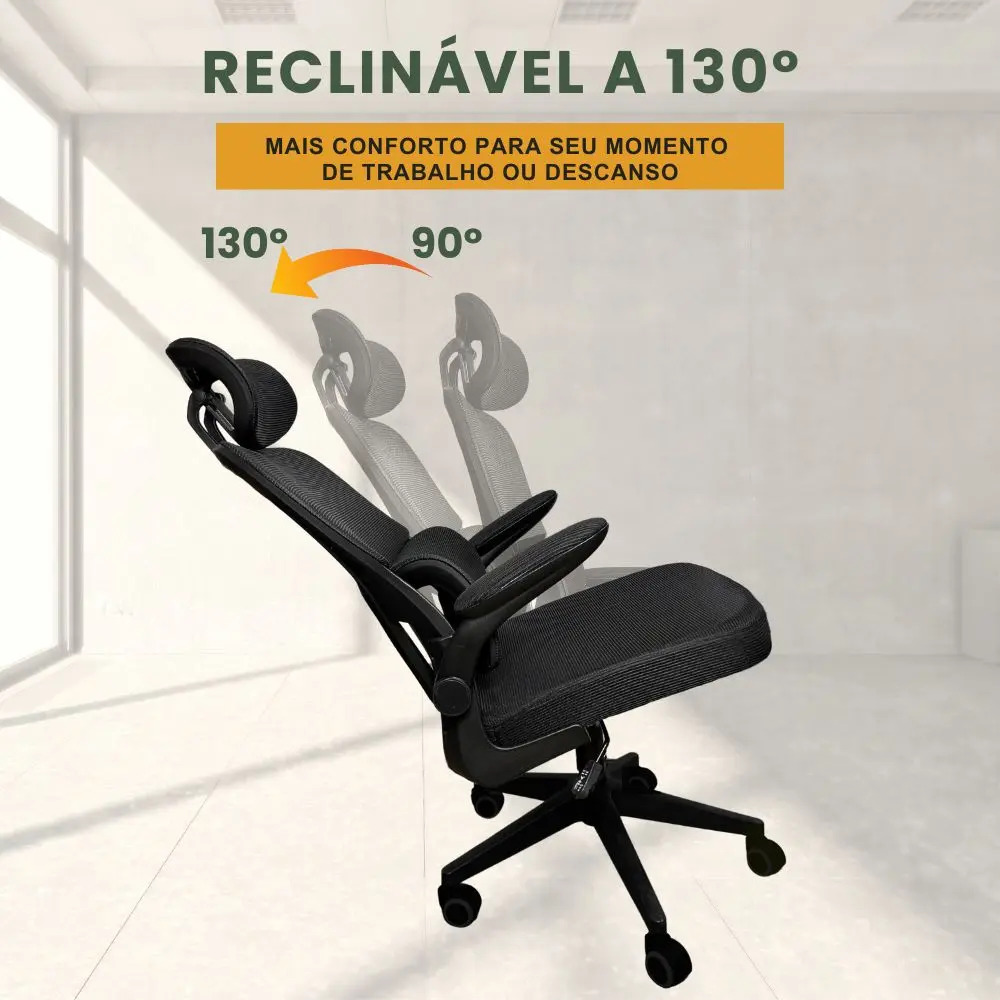 Cadeira Escritório Ergonômica Genebra B500 Luvinco com Suporte Lombar 5