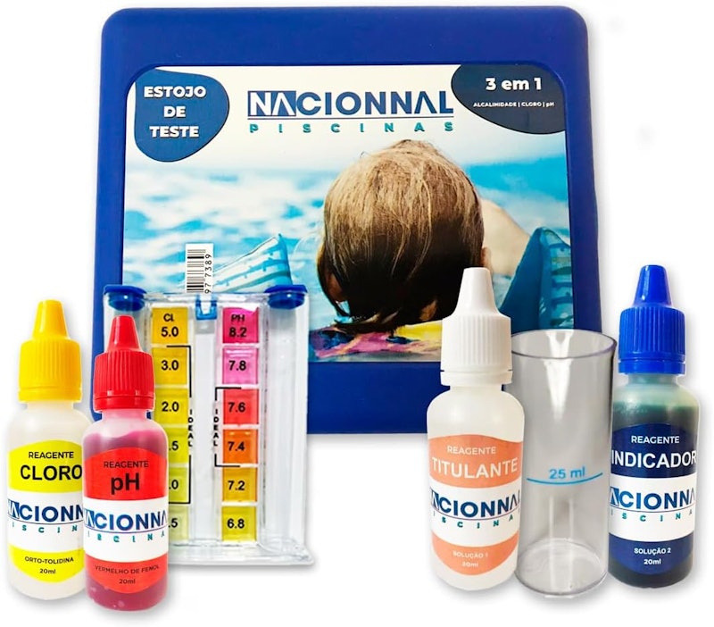 Estojo Kit Teste 3 em 1 Análise de Cloro pH e Alcalinidade 1