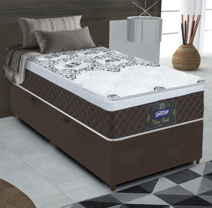 Cama Box Solteiro Colchão Molas Ensacadas com Euro In New York 2