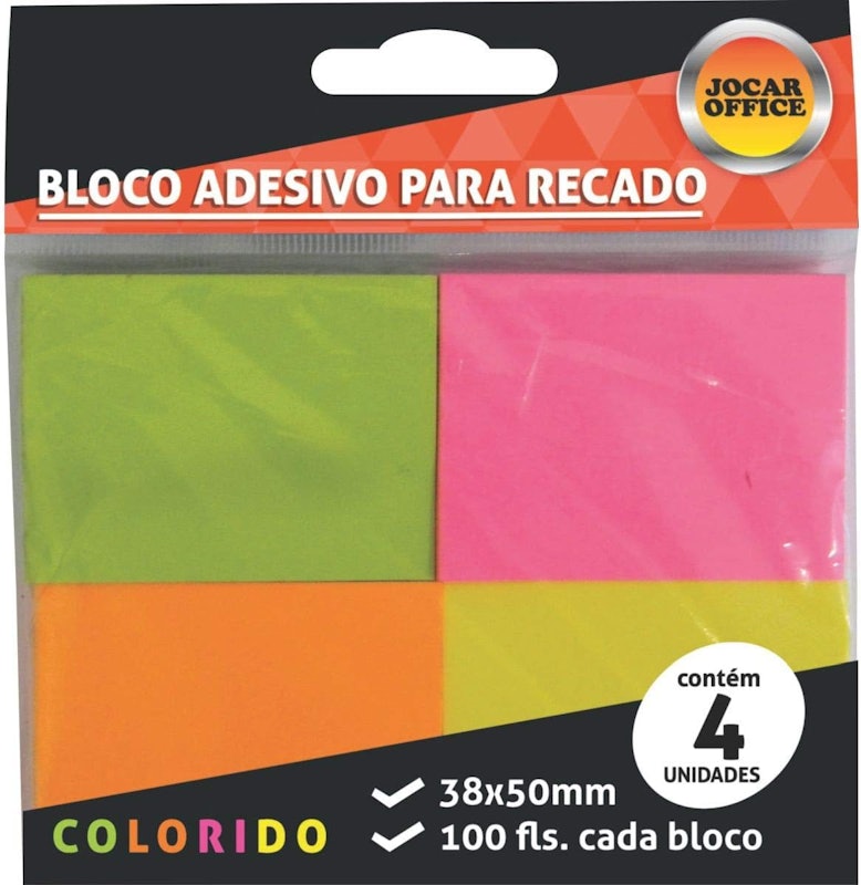 Bloco Adesivo Colorido 38 x 50mm 1