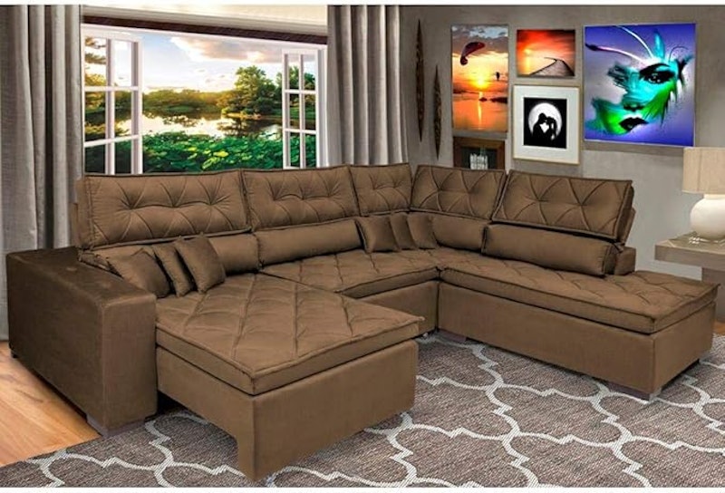 Sofa de Canto Retrátil e Reclinável com Molas Platinum 1