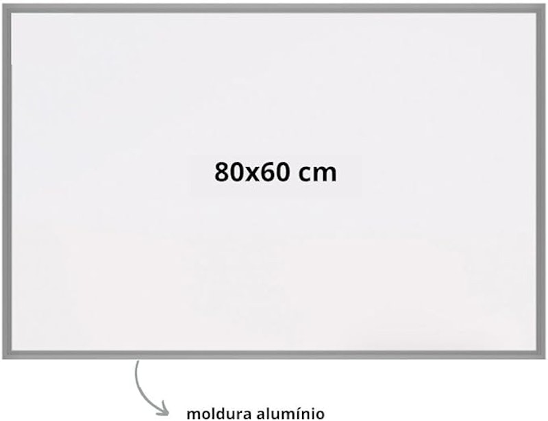 Lousa Branca Quadro 80x60 cm Moldura Aluminio Slim Luxo 2