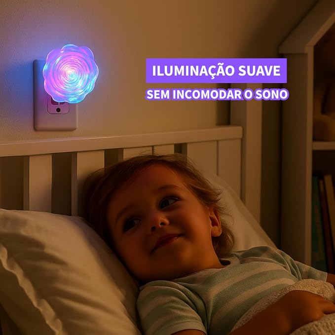 Luminária de Tomada LED Formato Rosa Multicolorida 3