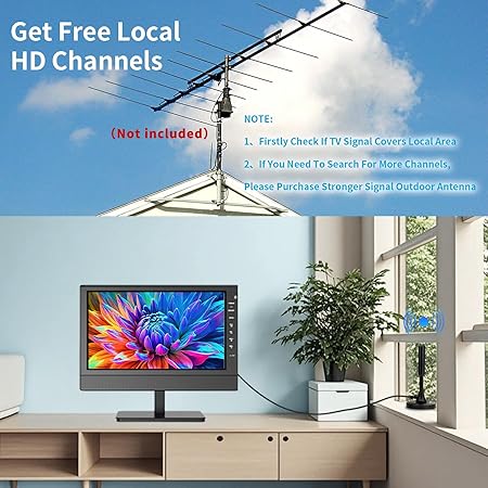 TV de Tela Plana Portátil de 12” 3
