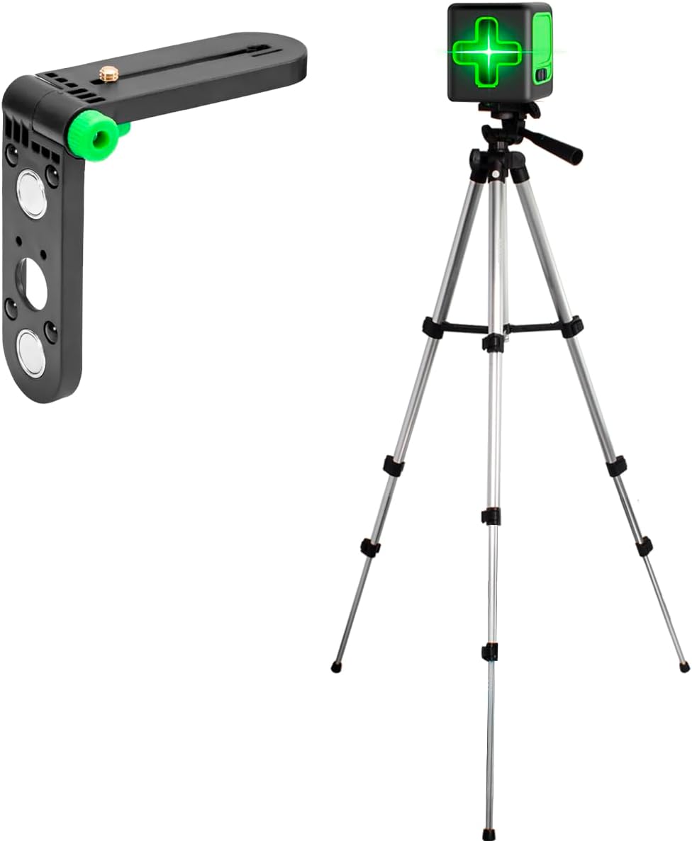 Nível a Laser Verde Autonivelamento 20 m Esquadro Profissional Tripé e Suporte de Parede Exbom 1