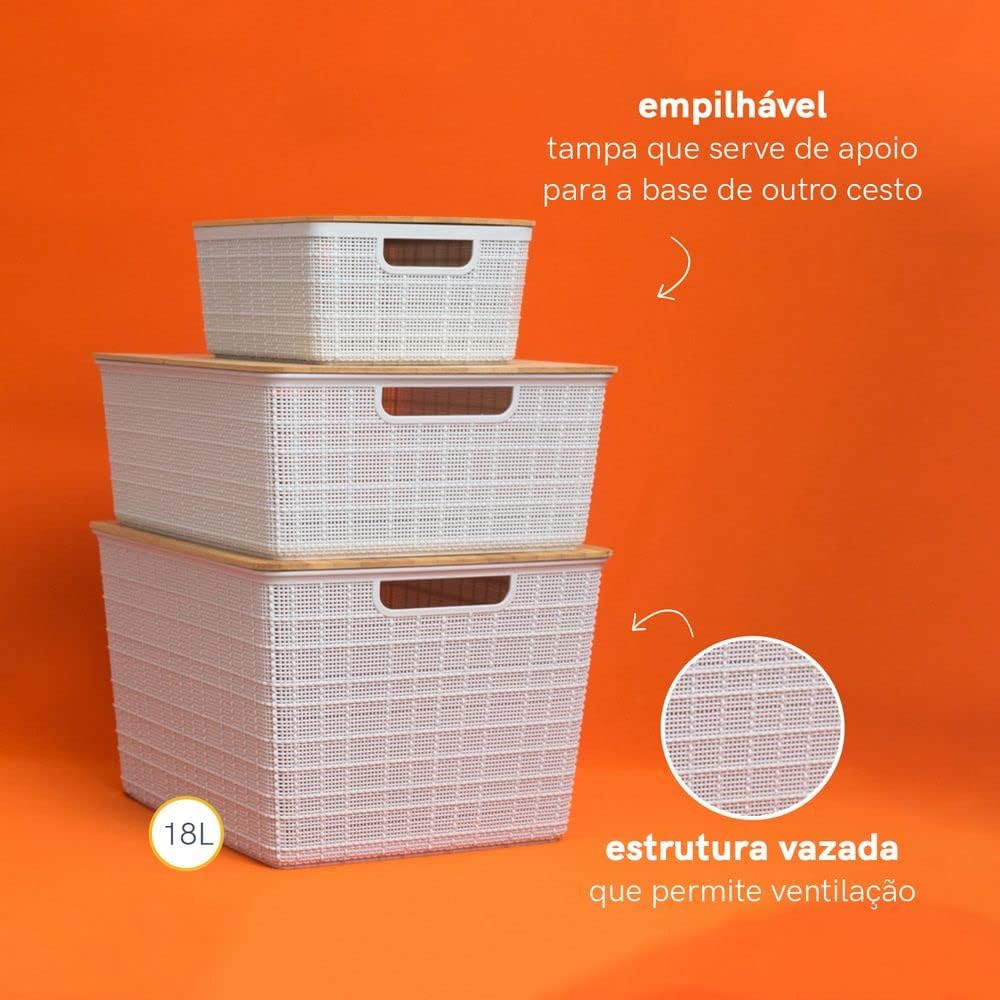 Caixa Organizadora com Tampa de Bambu 18 L 5