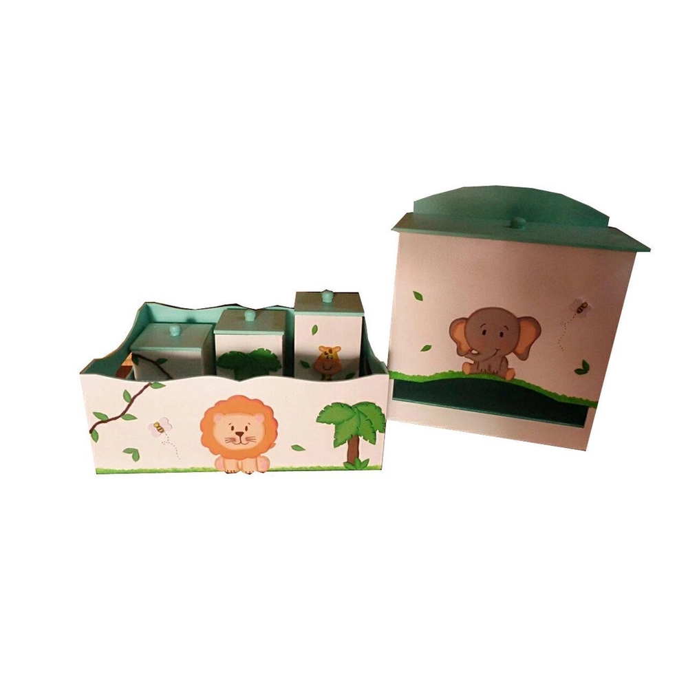 Kit Higiene para Bebê Safári Bichinhos da Floresta Amiguinhos Verde 3