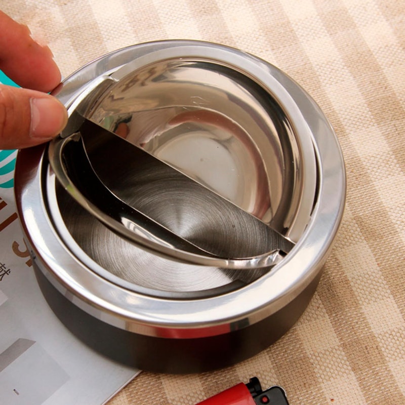 Cinzeiro de Inox Anticheiro Antivento sem Fumaça com Tampa 3