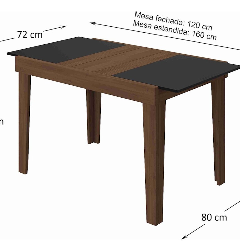 Mesa de Jantar Extensível 120 cm Naturalle Imbuia/Preto 3