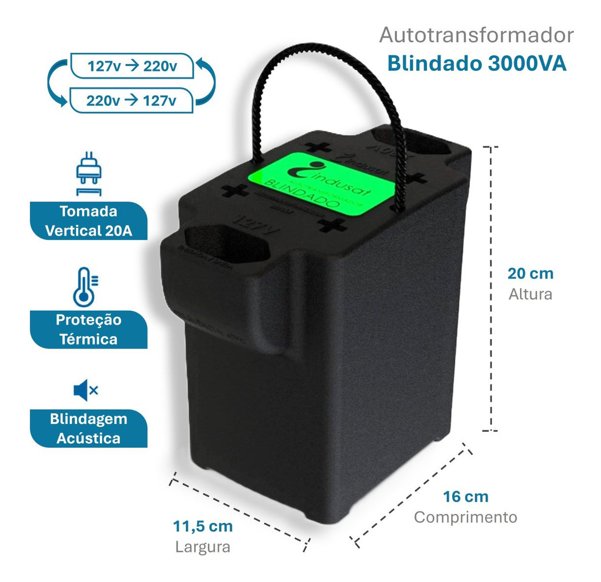Autotransformador Blindado 3000 VA 3
