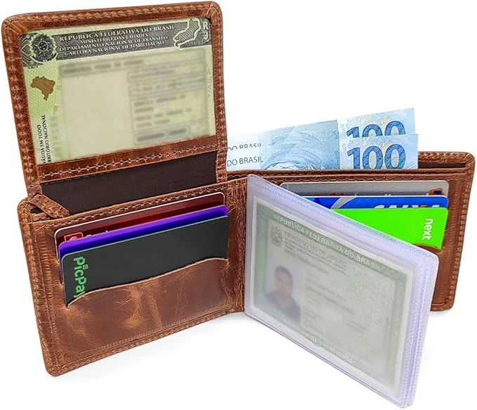 Carteira Masculina Bloqueio RFID de Couro Legítimo 4
