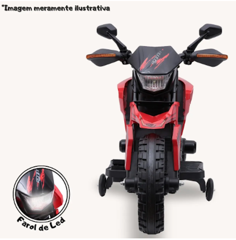 Moto Elétrica Infantil Motocross Vermelha 3