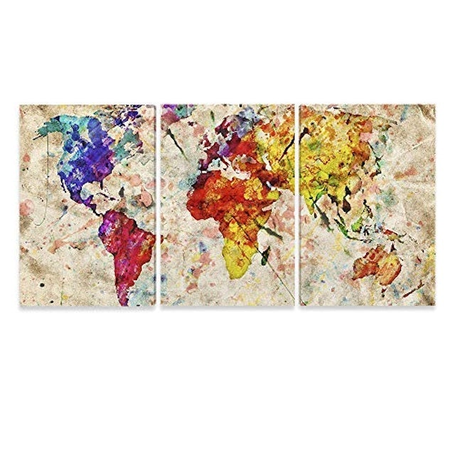 Quadro Decorativo Kit 3 Telas Mapa  1