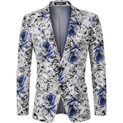 Blazer Masculino Floral com Dois Botões para Festa