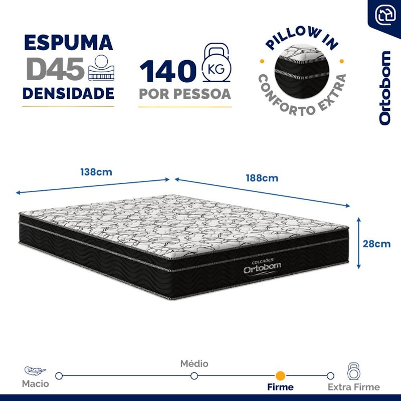 Colchão de Espuma D45 Ortobom Airtech 2