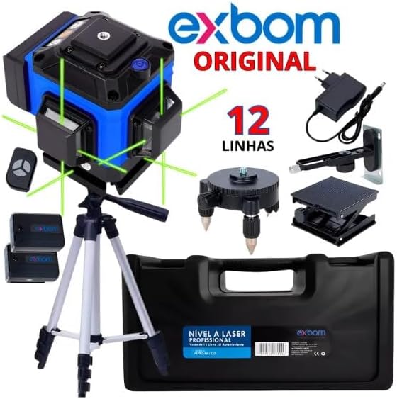 Nível Laser 3D Exbom 12 Linhas Verde Maleta Rígida  3