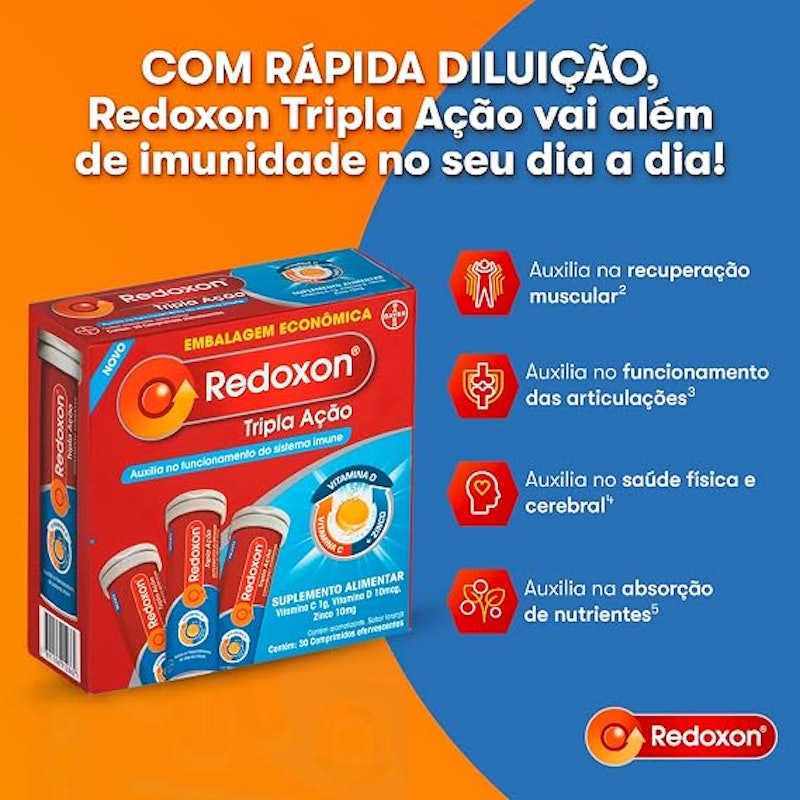 Comprido Efervescente Vitamina C Tripla Ação Redoxon 5