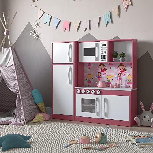 Cozinha Infantil Diana em MDF Branco/Rosa 2