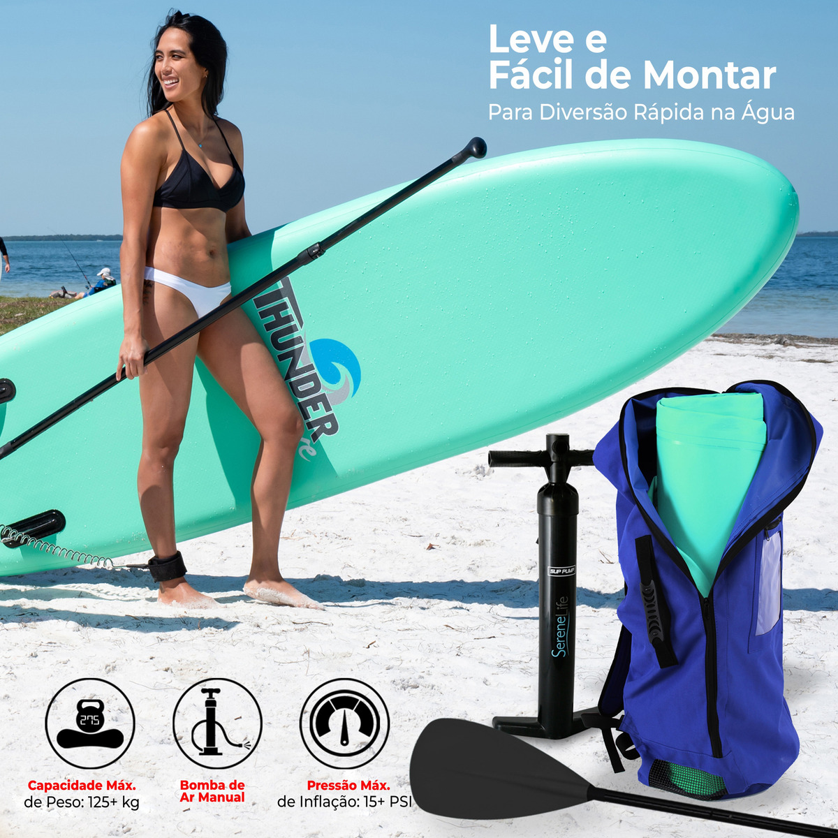 Prancha de Stand Up Paddle Inflável Deck Estável Antiderrapante PVC 3