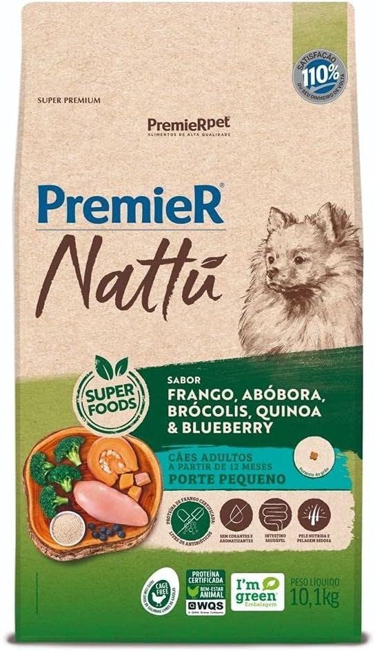 PremieR Nattu Cães Adultos Porte Pequeno Frango, Abóbora, Brócolis, Quinoa & Blueberry 1