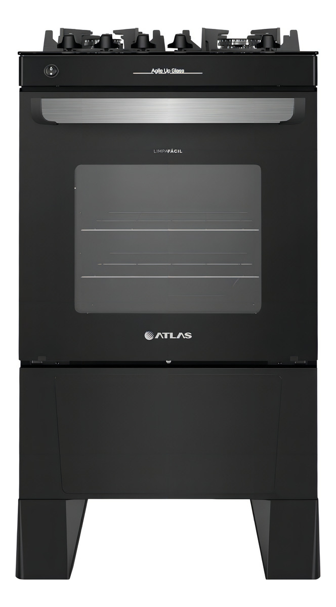 Fogão 4 Bocas Preto com Mesa de Vidro Atlas Agile Up 3