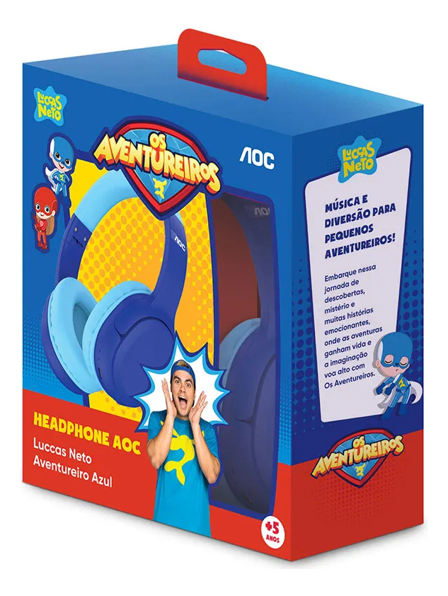 Headphone Infantil AOC Luccas Neto Aventureiro Azul 4