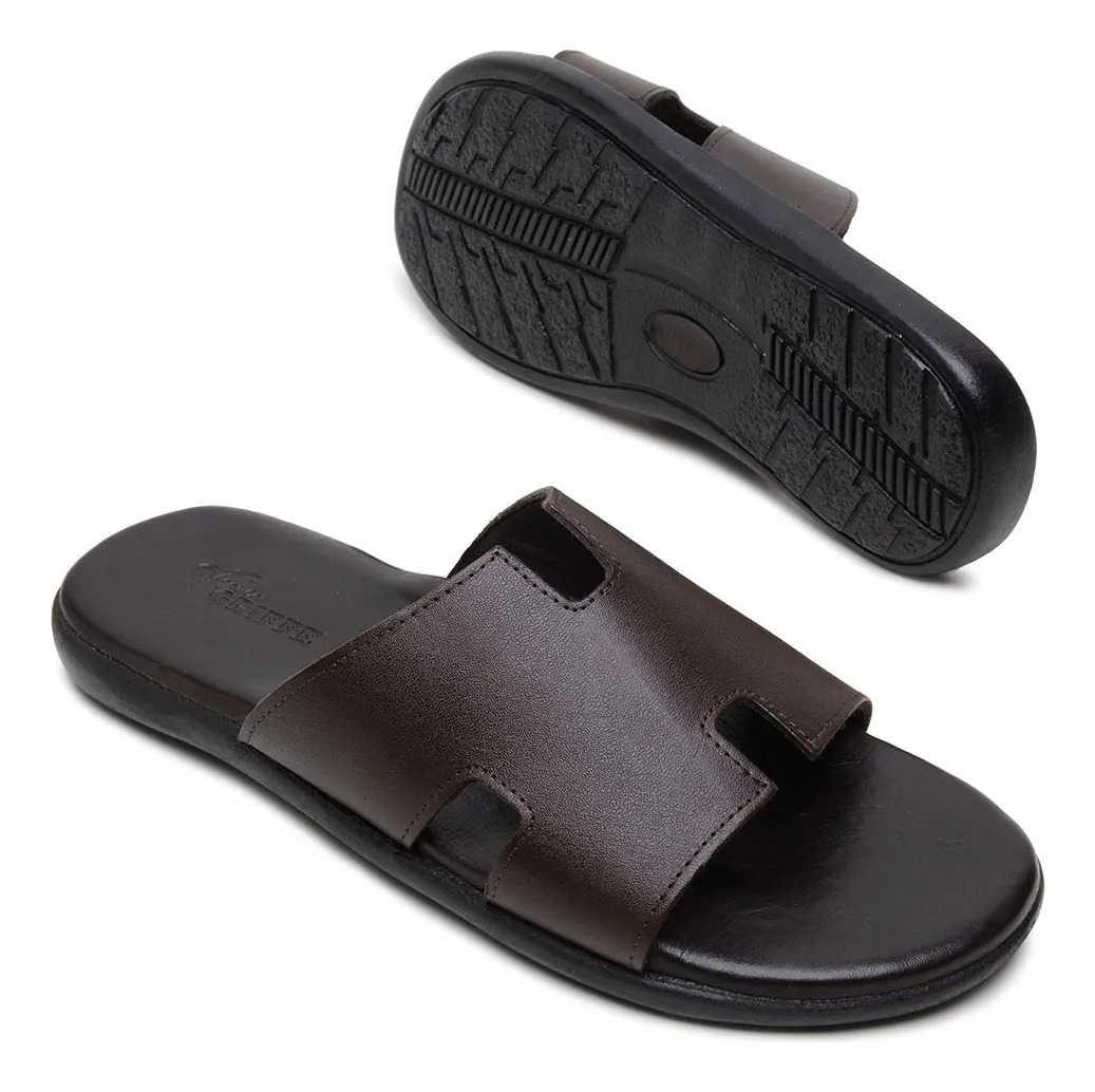 Chinelo Sandália Masculina em Couro NJ 5