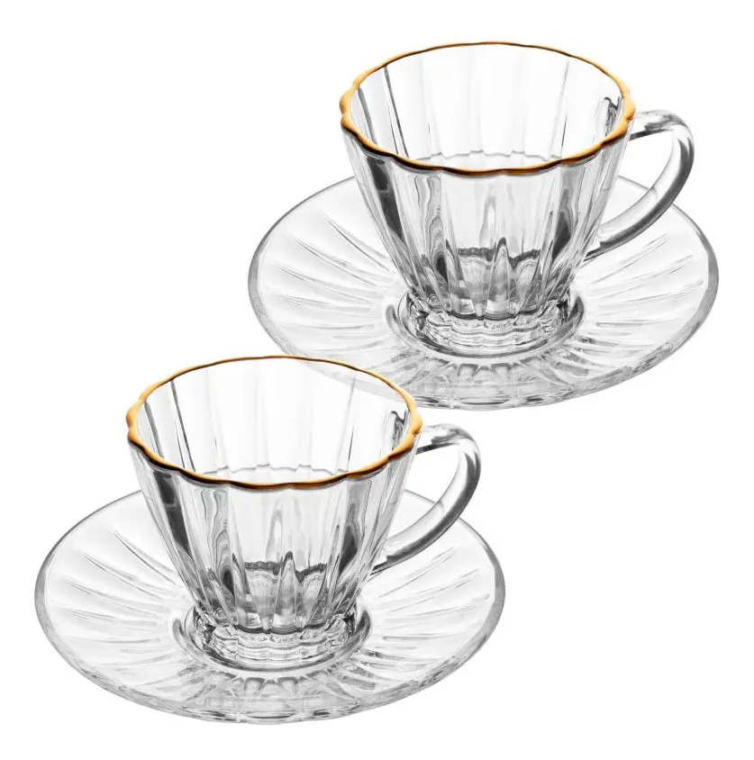 Conjunto 2 Xícaras para Café Fio de Ouro 3