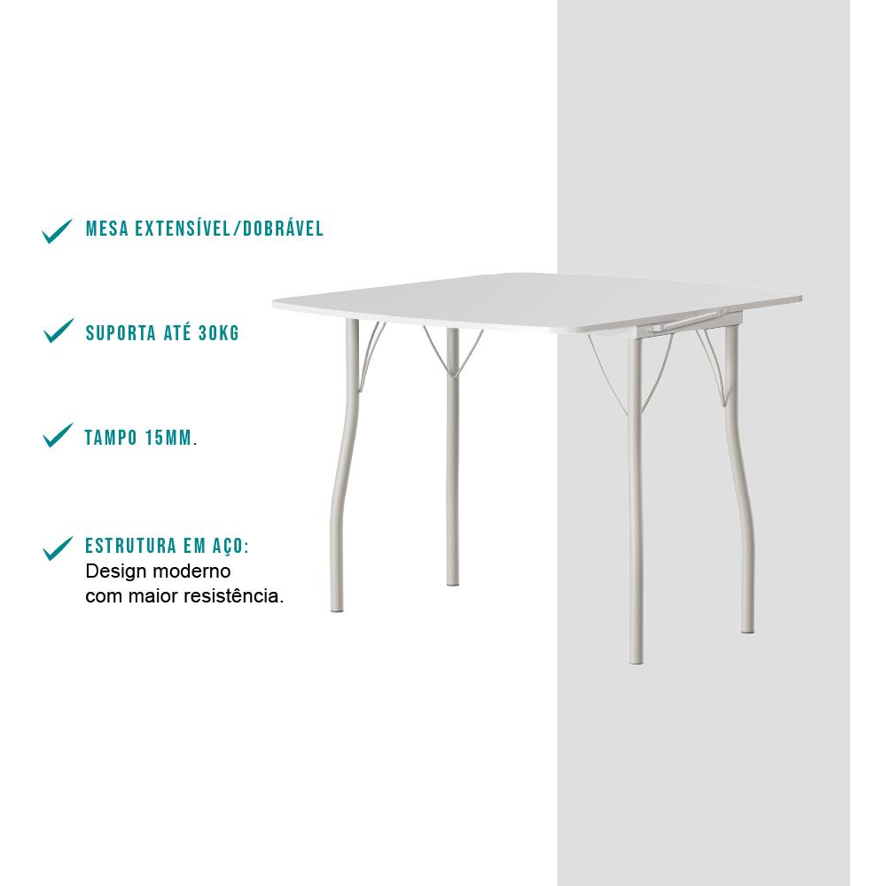 Mesa Dobrável Tampo Branco 4