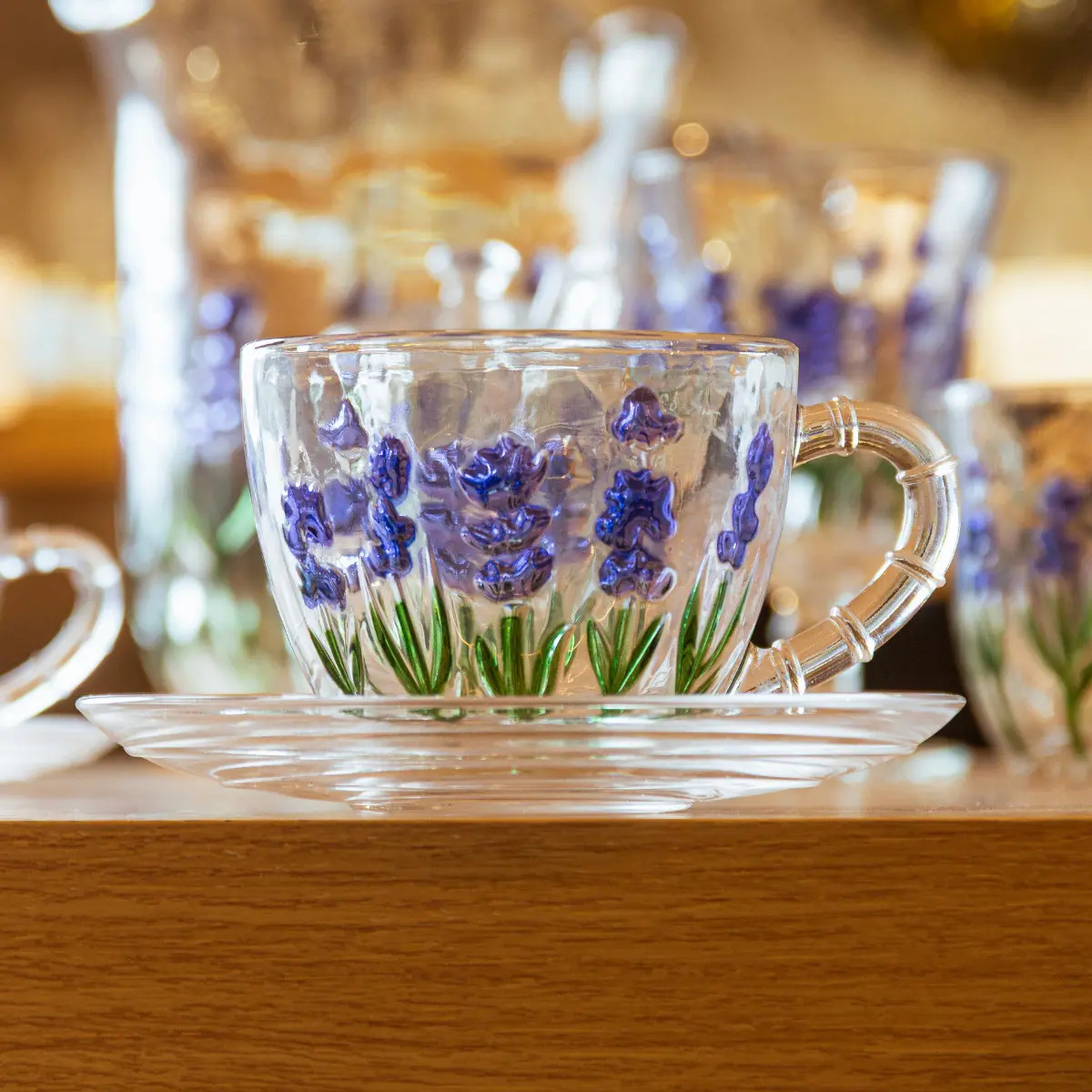 Xícara de Café Lavanda Hand Painting Cristal 5
