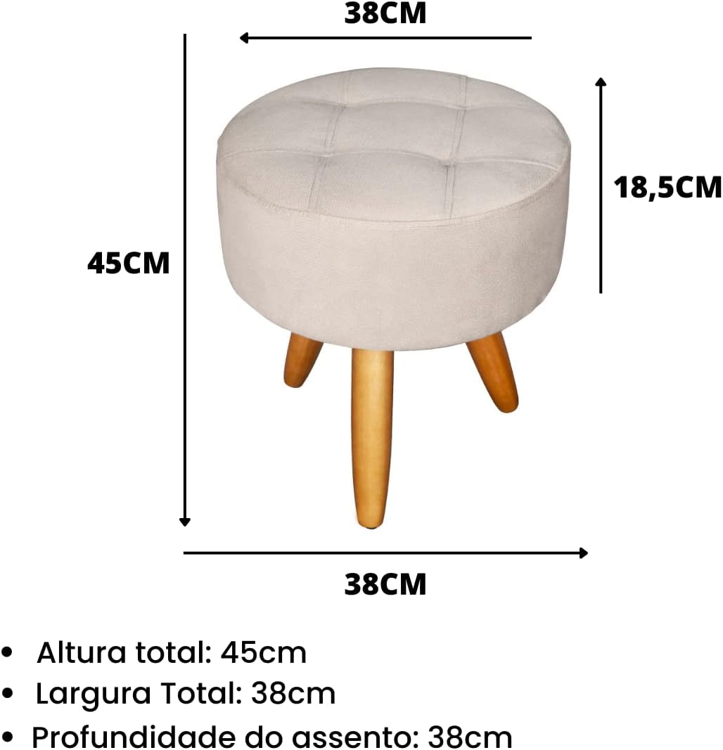 Puff Decorativo Redondo Moderno Resistente 4