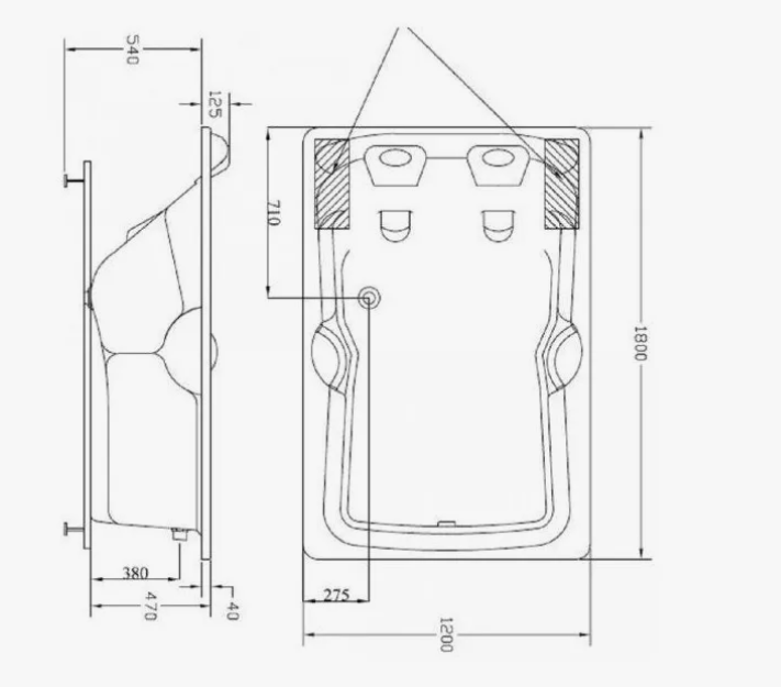 Banheira Acrillic Dupla 180 C/ Hidro- Top Line 2