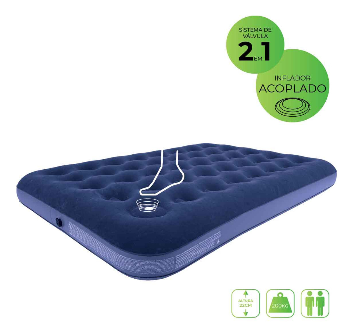 Colchão Inflável Casal com Inflador O2Flow 2