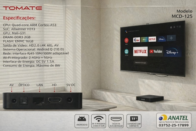 Smart TV Box 4K Ultra HD Tomate 2