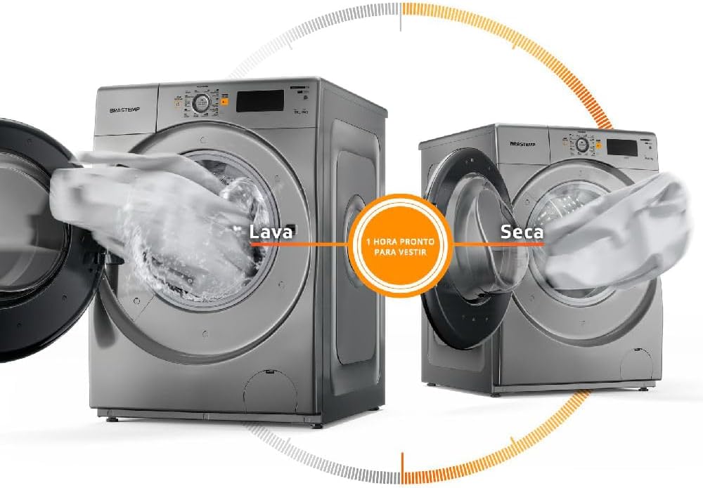 Lava e Seca Brastemp 10,1 kg/6 kg Prata Água Quente 4