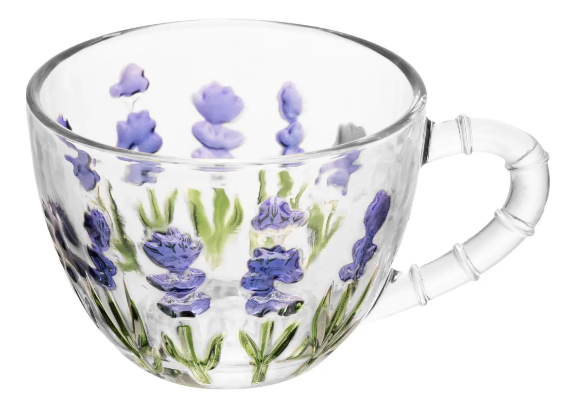 Xícara de Café Lavanda Hand Painting Cristal 3