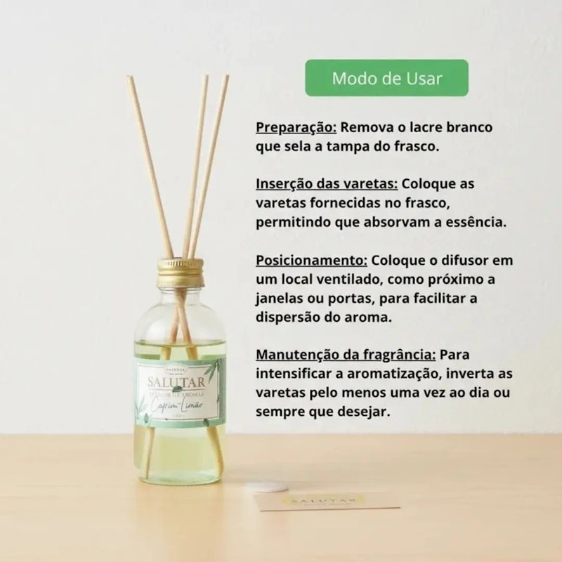 Difusor de Aromas Capim-Limão com 5 Varetas Salutar 5