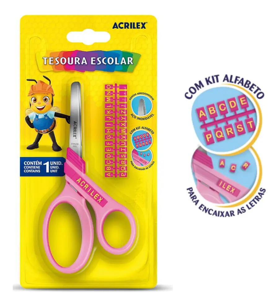 Tesoura Letras Rosa 2