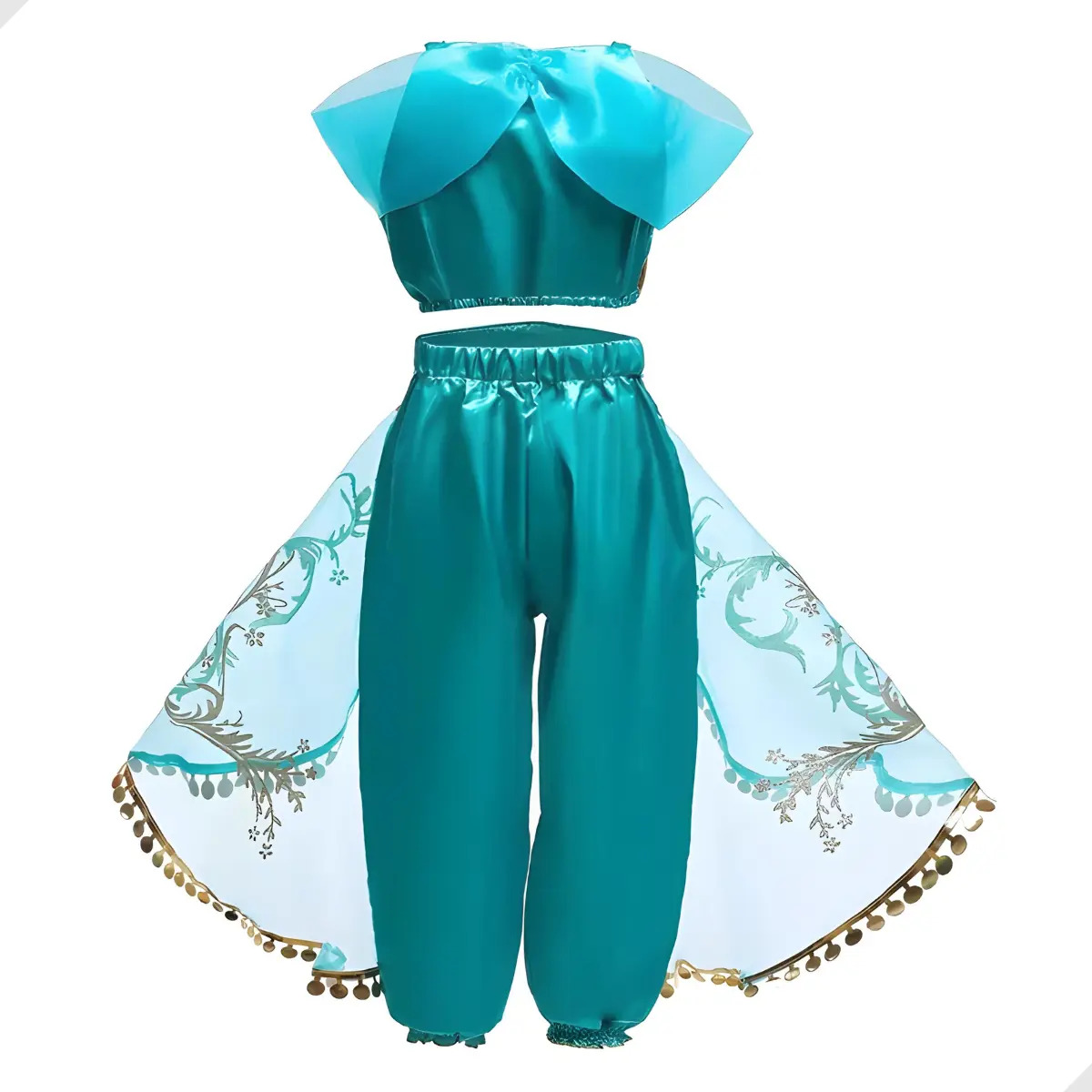 Fantasia Jasmine Infantil de Luxo Azul e Dourada com Tiara 4