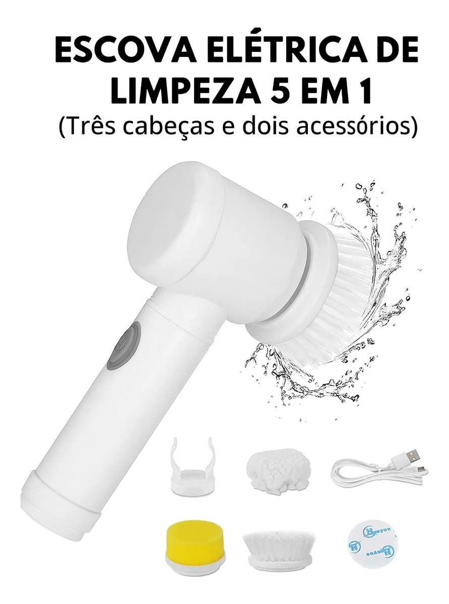 Escova de Limpeza Elétrica Portátil sem Fio Recarregável 5